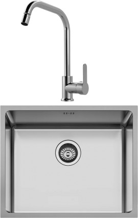 Комплект Мойка кухонная Seaman Eco Roma SMR-5444A + Смеситель MEGA City MG- ZRV104 хром брашированная, прямоугольная