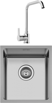 Комплект Мойка кухонная Seaman Eco Roma SMR-3438A + Смеситель MEGA Ege MG-PL10 хром брашированная, прямоугольная