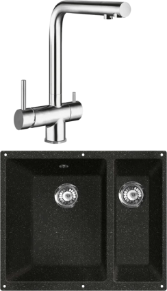 Комплект Мойка кухонная Lava U2 basalt + Смеситель SG14 CR chrome матовая, прямоугольная