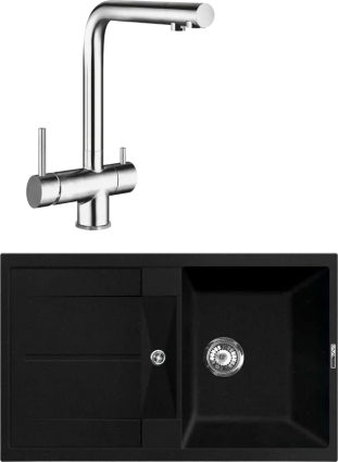 Комплект Мойка кухонная Lava L6.LAV + Смеситель SG14 CR chrome матовая, прямоугольная