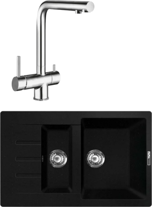 Комплект Мойка кухонная Lava D2.LAV + Смеситель SG14 CR chrome матовая, прямоугольная