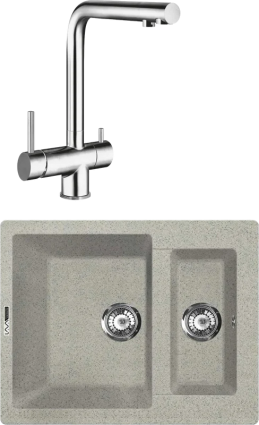Комплект Мойка кухонная Lava D1.SCA scandic + Смеситель SG14 CR chrome матовая, прямоугольная