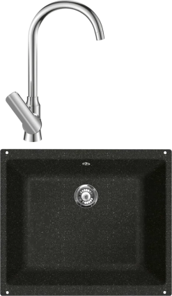 Комплект Мойка кухонная Lava U1 basalt + Смеситель SG07 CR chrome матовая, прямоугольная
