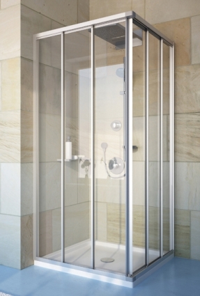 Душевой уголок GuteWetter Practic Square GK-433 95x95 см стекло бесцветное, профиль матовый хром, квадратный, двери раздвижные