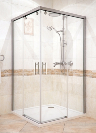 Душевой уголок GuteWetter Slide Rectan GK-864 правая 90x75 см стекло бесцветное, профиль хром, прямоугольный, двери раздвижные