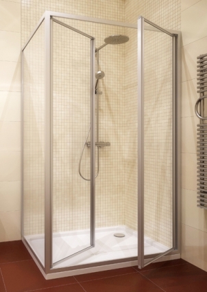 Душевой уголок GuteWetter Practic Rectan GK-402 правая 95x75 см стекло бесцветное, профиль матовый хром, прямоугольный, двери распашные