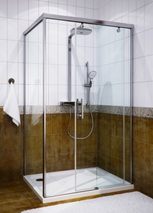 Душевой уголок GuteWetter Slide Rectan GK-863A правая 160x90 см стекло бесцветное, профиль хром, прямоугольный, двери раздвижные