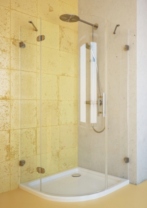 Душевой уголок GuteWetter Lux Meliori GK-001 левый 90x90 см стекло бесцветное, фурнитура хром, четверть круга, двери распашные