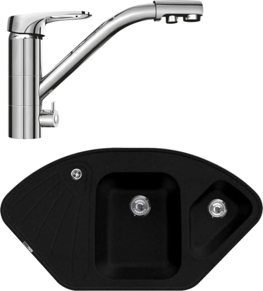 Комплект Мойка кухонная Lava A3.LAV + Смеситель SG05 CR chrome матовая, многоугольная