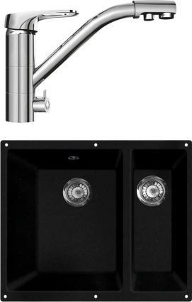 Комплект Мойка кухонная Lava U2 + Смеситель SG05 CR chrome матовая, прямоугольная