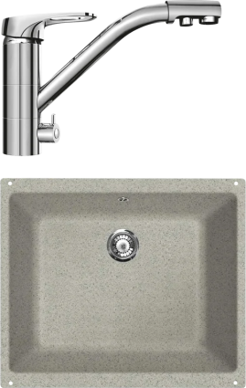 Комплект Мойка кухонная Lava U1 scandic + Смеситель SG05 CR chrome матовая, прямоугольная