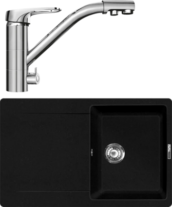 Комплект Мойка кухонная Lava L4.LAV + Смеситель SG05 CR chrome матовая, прямоугольная