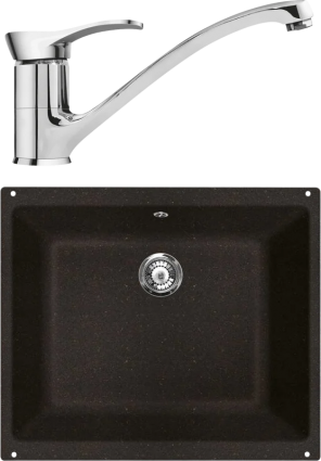 Комплект Мойка кухонная Lava U1 lava + Смеситель SG04 CR chrome матовая, прямоугольная