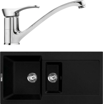 Комплект Мойка кухонная Lava D5.LAV lava + Смеситель SG04 CR chrome матовая, прямоугольная