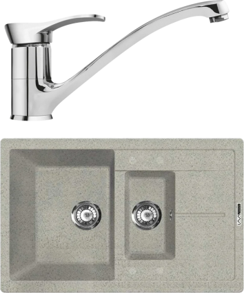 Комплект Мойка кухонная Lava D4.SCA scandic + Смеситель SG04 CR chrome матовая, прямоугольная