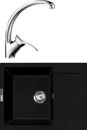 Комплект Мойка кухонная Lava L7.LAV lava + Смеситель SG01 CR chrome матовая, прямоугольная