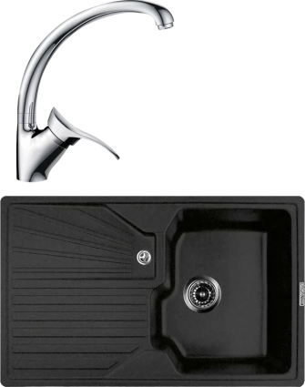 Комплект Мойка кухонная Lava L5.BAS basalt + Смеситель SG01 CR chrome матовая, прямоугольная