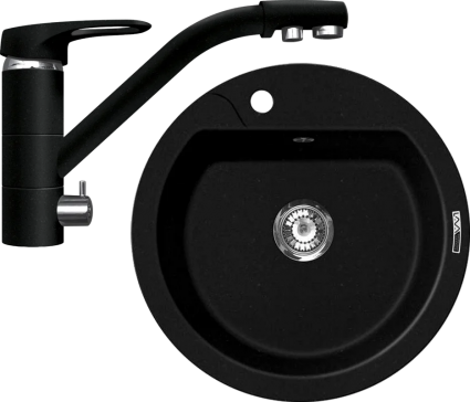 Комплект Мойка кухонная Lava R3 + Смеситель SG05 LAV lava матовая, круглая
