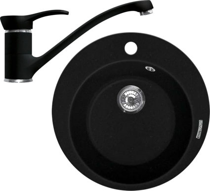 Комплект Мойка кухонная Lava R1 + Смеситель SG04 LAV lava матовая, круглая