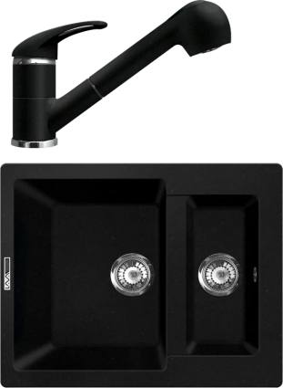 Комплект Мойка кухонная Lava D1.LAV + Смеситель SG03 LAV lava матовая, прямоугольная