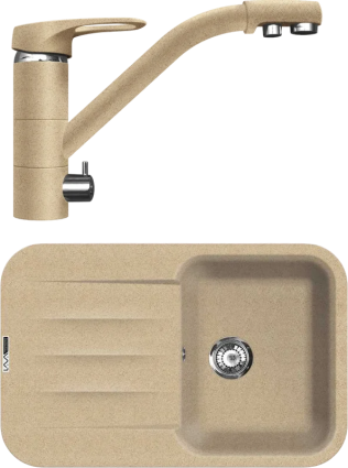 Комплект Мойка кухонная Lava L11.DUN dune + Смеситель SG05 DUN dune матовая, прямоугольная