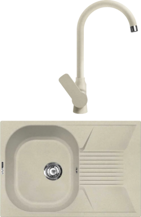 Комплект Мойка кухонная Lava L2.CRE crema + Смеситель SG07 CRE crema матовая, прямоугольная