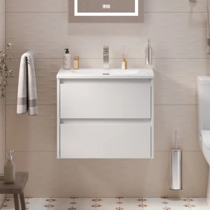 Тумба с раковиной BelBagno Kraft 39 60 bianco opaco, раковина BB-8099-3-60, подвесная, матовая