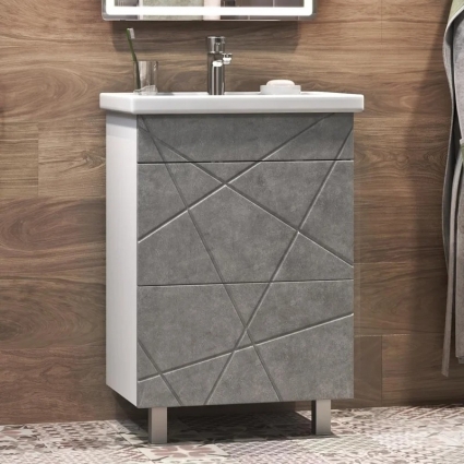 Тумба под раковину Vigo Geometry 50 бетон, раковина Фостер, подвесная, матовая