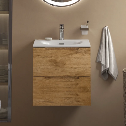 Тумба с раковиной BelBagno Etna 39 50 rovere nature, раковина BB-8099-3-50, подвесная, матовая