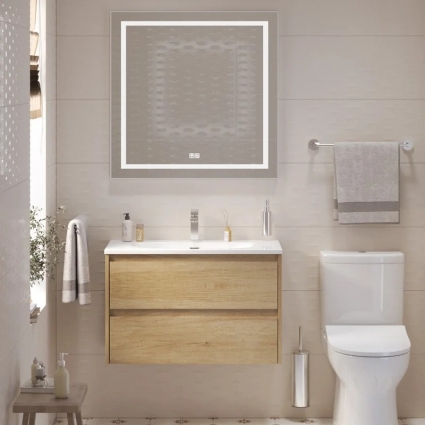 Мебель для ванной комнаты BelBagno Kraft 39 80 rovere nebrasca nature, раковина BB-8099-3-80, подвесная, матовая