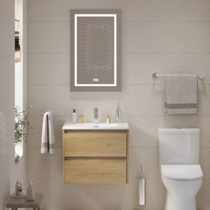 Мебель для ванной комнаты BelBagno Kraft 39 60 rovere nebrasca nature, раковина BB-8099-3-60, подвесная, матовая