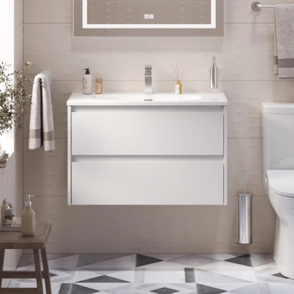 Тумба с раковиной BelBagno Kraft 39 80 bianco opaco, раковина BB-8099-3-80, подвесная, матовая