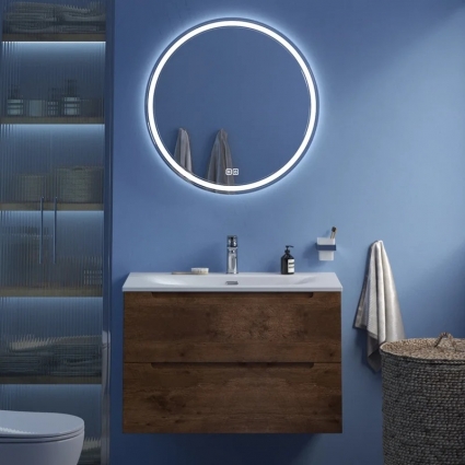 Мебель для ванной комнаты BelBagno Etna 39 80 rovere moro, раковина BB-8099-3-80, подвесная, матовая