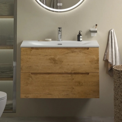 Тумба с раковиной BelBagno Etna 39 80 rovere nature, раковина BB-8099-3-80, подвесная, матовая