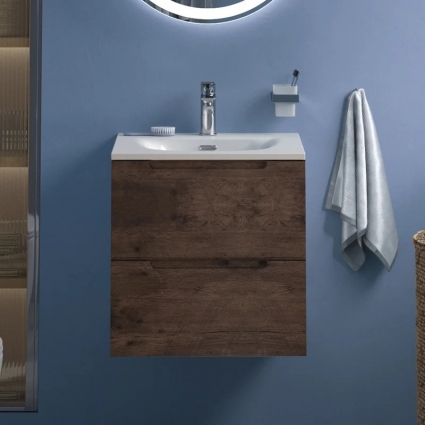 Тумба с раковиной BelBagno Etna 39 50 rovere moro, раковина BB-8099-3-50, подвесная, матовая