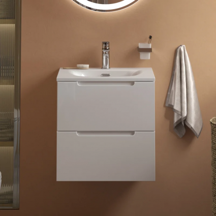 Тумба с раковиной BelBagno Etna 39 50 bianco lucido, раковина BB-8099-3-50, подвесная, глянцевая