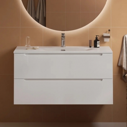 Тумба с раковиной BelBagno Etna 100 bianco opaco, раковина BB-8099-100, подвесная, матовая