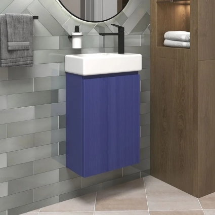 Тумба с раковиной Wellsee WC Area 221804000 40 см, цвет матовый синий, подвесная