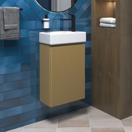 Тумба с раковиной Wellsee WC Area 221803000 40 см, цвет матовый бежевый, подвесная