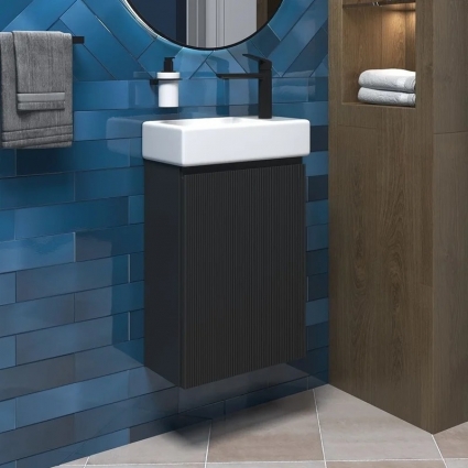 Тумба с раковиной Wellsee WC Area 221802000 40 см, цвет матовый темно-серый, подвесная