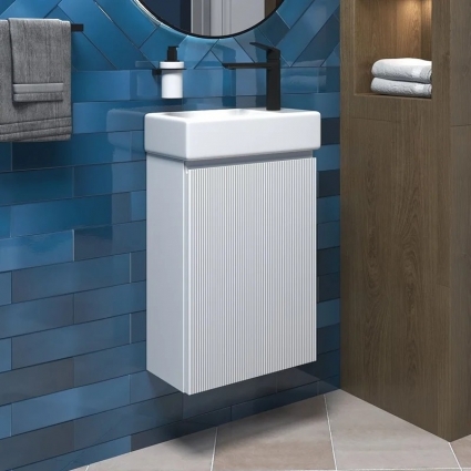 Тумба с раковиной Wellsee WC Area 221801000 40 см, цвет матовый белый, подвесная