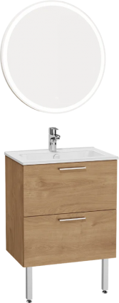 Мебель для ванной комнаты VitrA Mia 60 с 2 ящиками, золотой дуб, подвесная, матовая