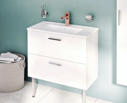 Тумба с раковиной VitrA Mia 80 с 2 ящиками, белый глянец, подвесная, с доводчиками