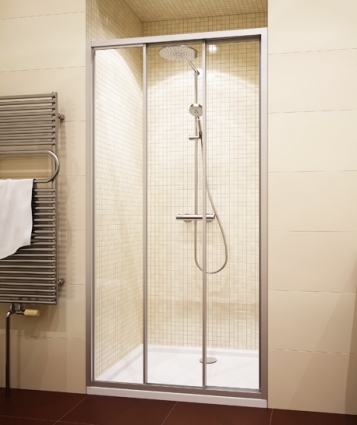 Душевая дверь в нишу GuteWetter Practic Door GK-403 128-132 см стекло бесцветное, профиль матовый хром, раздвижная