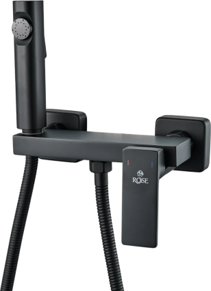 Гигиенический душ Rose R1805H-1 со смесителем, черный в современном стиле