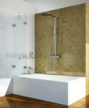 Шторка на ванну GuteWetter Lux Pearl GV-002A левая 90 см стекло бесцветное, фурнитура хром, распашная