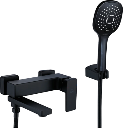 Смеситель для ванны с душем Rose R2802H черный, однорычажный, длина излива 15.1 см
