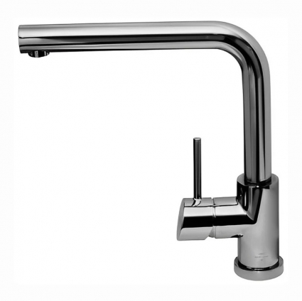 Смеситель для кухни с PVD покрытием, с высоким, поворотным изливом ALVEUS FLUID MONARCH ANTHRACITE антрацит, черный, графит, однорычажный