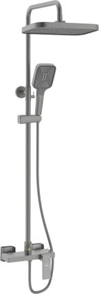 Душевая стойка Rose R1836T-6 с каскадным изливом, пепельный, штанга 150 см, шланг металлический 150 см