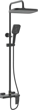 Душевая стойка Rose R1836H-6 с каскадным изливом, черная, цвет черный, штанга 150 см